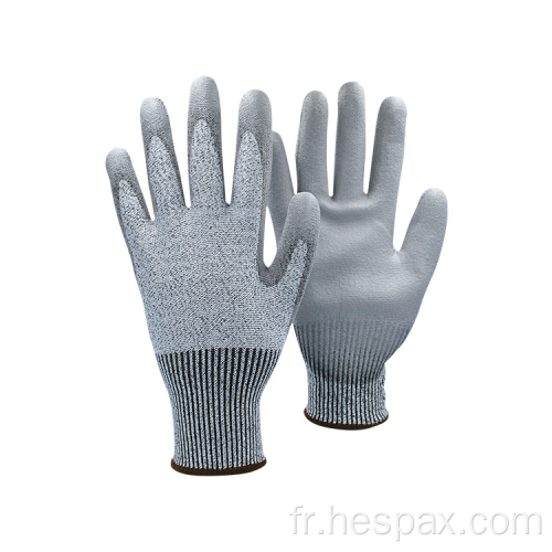 Gants de travail anti-coupe en revêtement PU 13g PU HESPAX